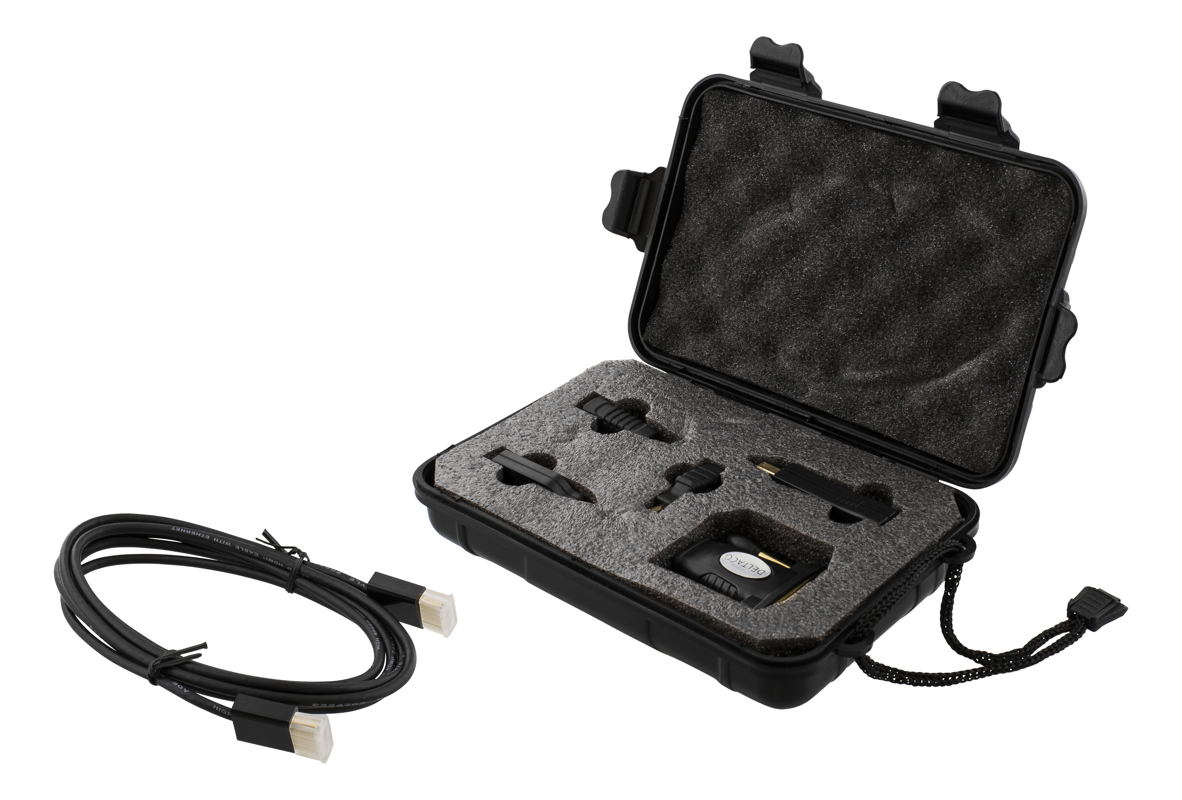 DELTACO HDMI/DisplayPort/DVI sovitinsarja, HDMI-kaapeli 2m, 4K