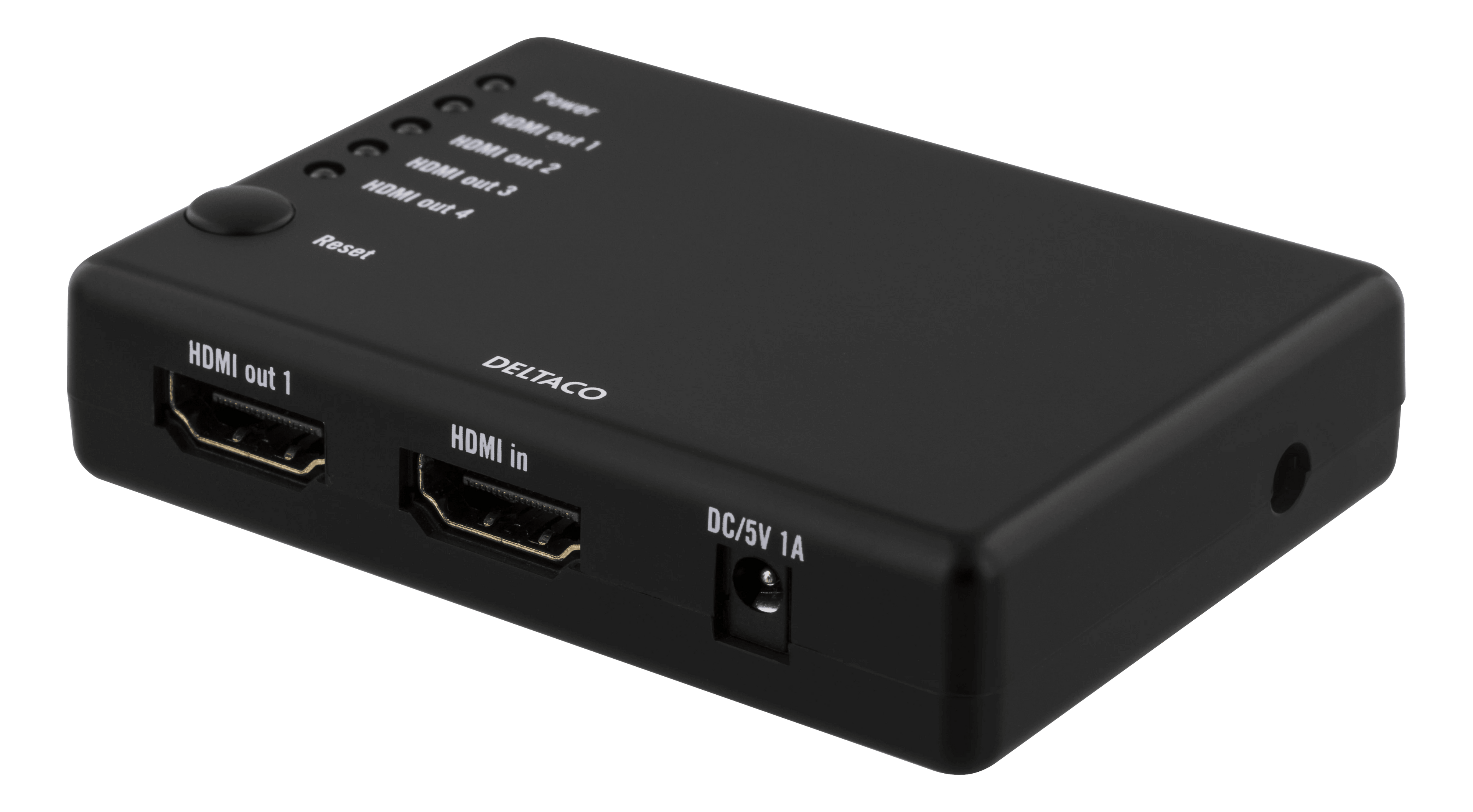 DELTACO HDMI-jakaja, 1 HDMI-tulo, 4 HDMI-lähtöä, 10,2 Gbit/s - Lourun verkkokauppa