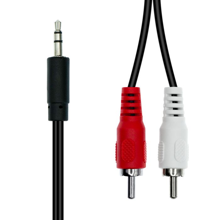 ProXtend Mini-Jack 3-Pin to 2 x RCA Cable M-M Black 1.5M