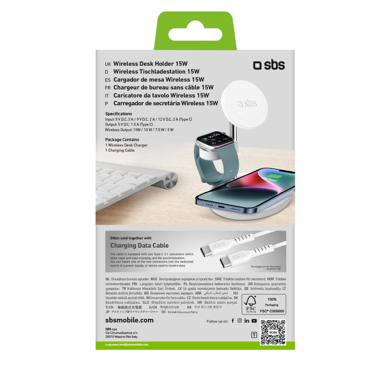SBS 3-in-1 MagSafe langaton latausasema Apple-laitteille