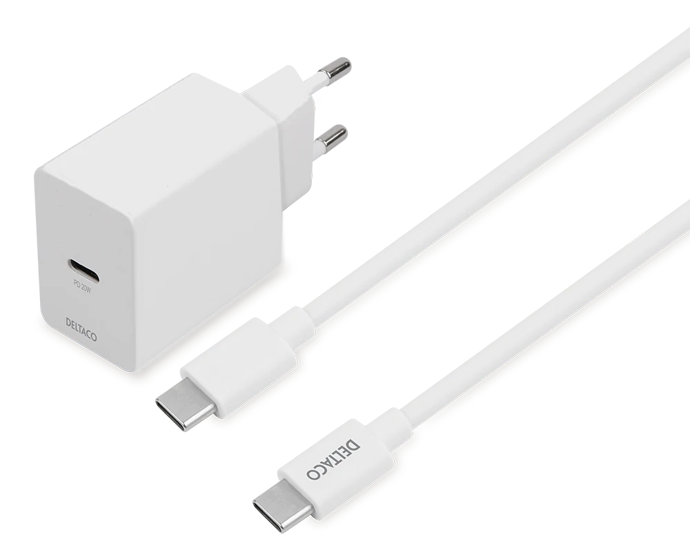 DELTACO 20w laturi 1m USB-C kaapelila