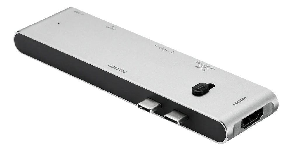 DELTACO USB-C Dock, HDMI/SD/mSD Reader, MacBook Compatible