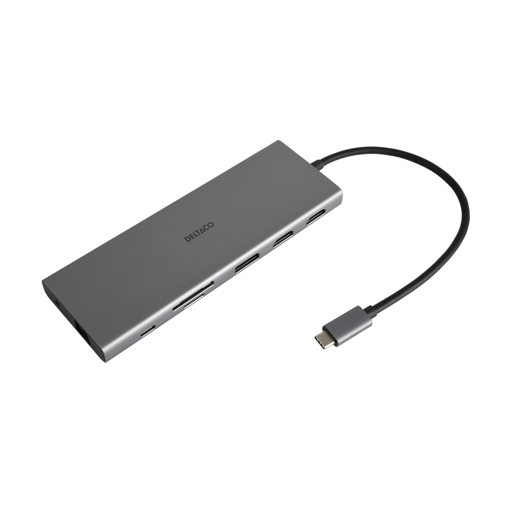 Deltaco USB-C telakka, kolme näyttöä, 4K UHD 60Hz, PD 85W