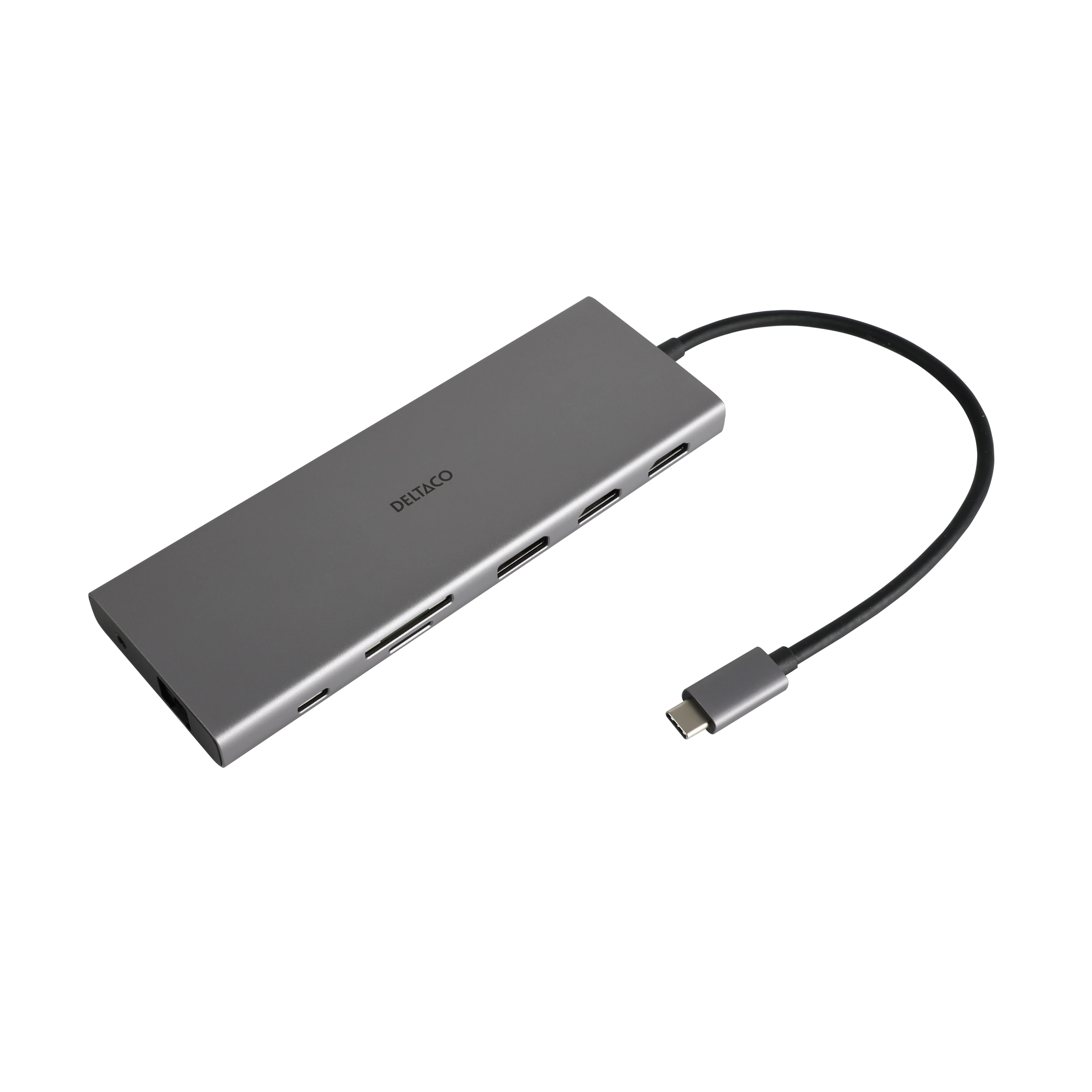 Deltaco USB-C telakka, kolme näyttöä, 4K UHD 60Hz, PD 85W