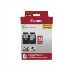 Canon PG-540/CL-541 -mustekasettien monipakkaus, musta ja kolmiväri sekä valokuvapaperi, myyntipakkaus