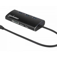 Manhattan SuperSpeed USB-C -moniporttisovitin, musta - Lourun verkkokauppa