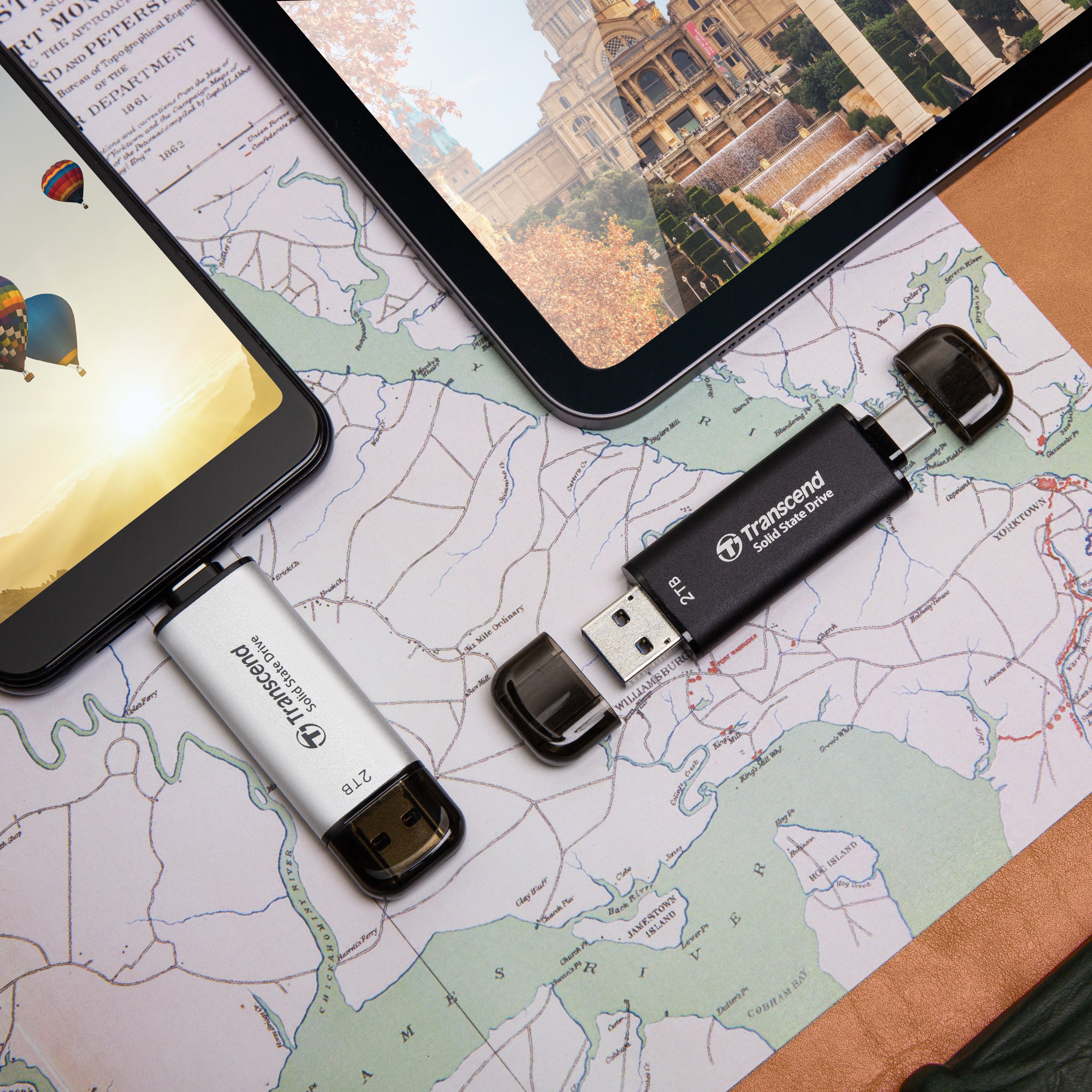 Transcend 128GB SSD muistitikku, USB/USB-C 10GBPS