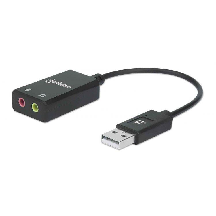 USB-Audioadapteri, mikrofoni- / äänilähtö, musta - Lourun verkkokauppa
