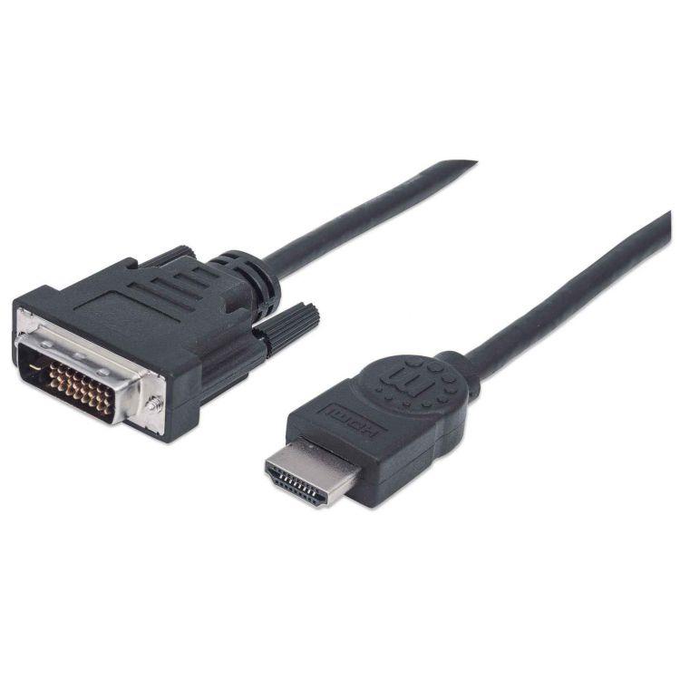 Manhattan HDMI-DVI 1.8m kaapeli, 10v takuu, HD/SD video - Lourun verkkokauppa
