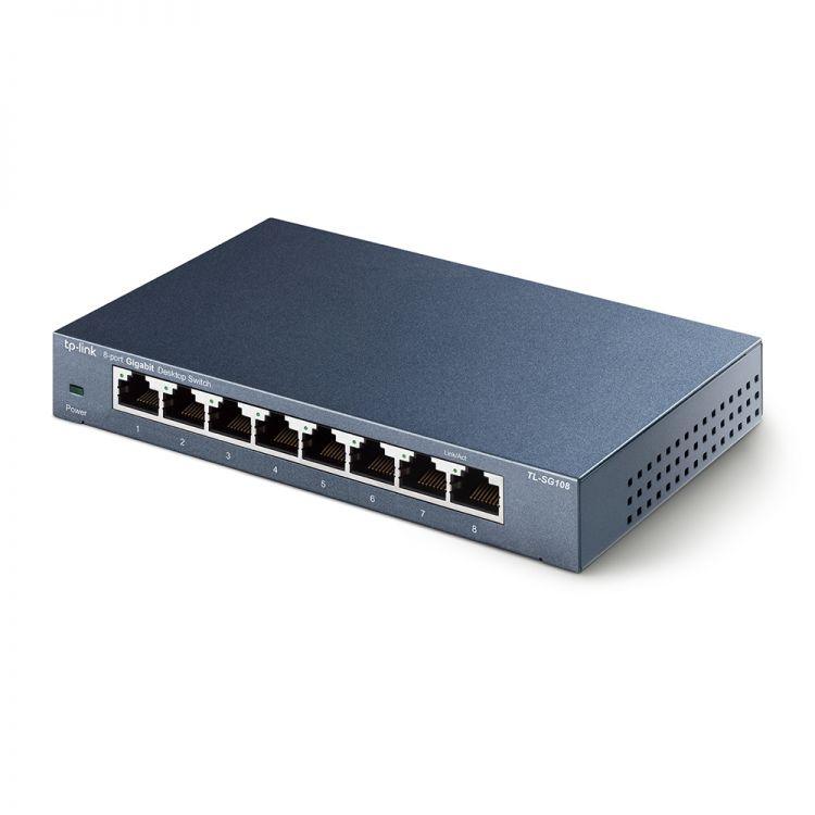 TP-LINK TL-SG108 gigabitin 8-portin kytkin, metallikuori, IGMP-tuki - Lourun verkkokauppa