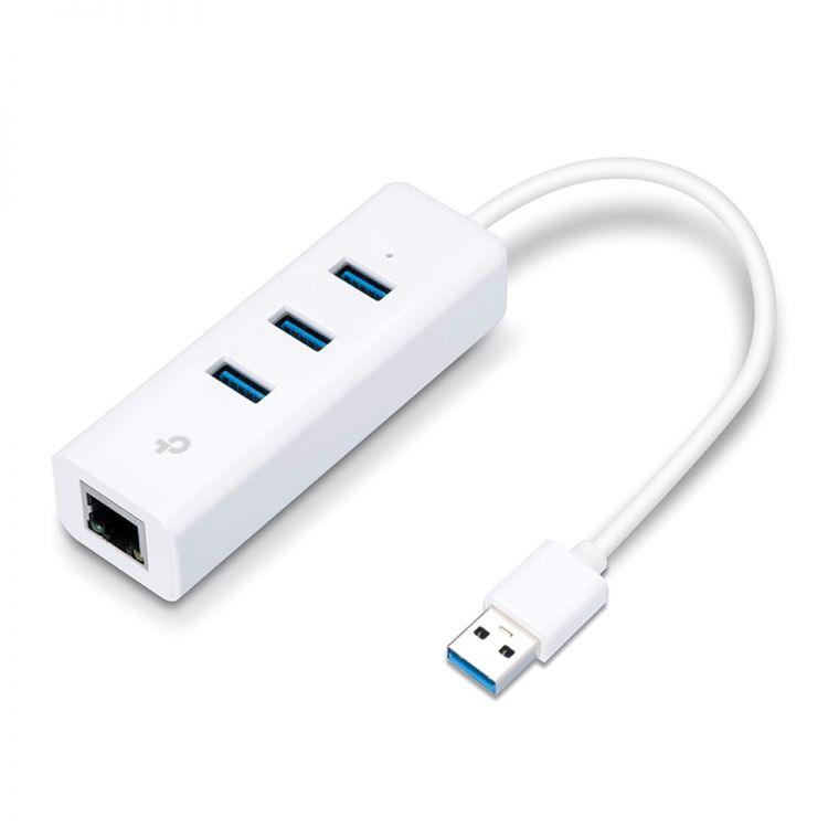 TP-LINK UE330 USB-hubi ja Ethernet-adapteri (Valkoinen) - Lourun verkkokauppa