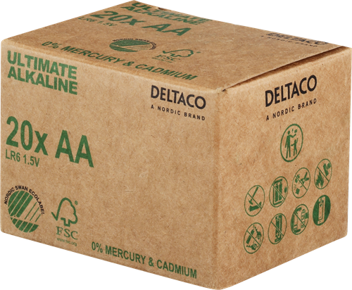 Deltaco ULTB-LR6-20P - Kertakäyttöiset AA-alkaliparistot, 20 kpl