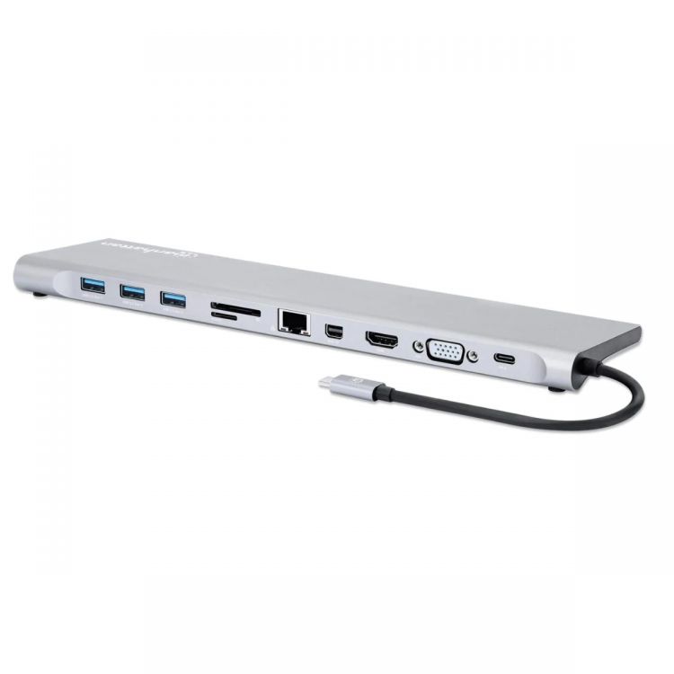 Manhattan 11-in-1 USB-C telakka: 3 näyttöä, 100W PD