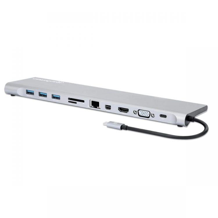 Manhattan 11-in-1 USB-C telakka: 3 näyttöä, 100W PD - Lourun verkkokauppa